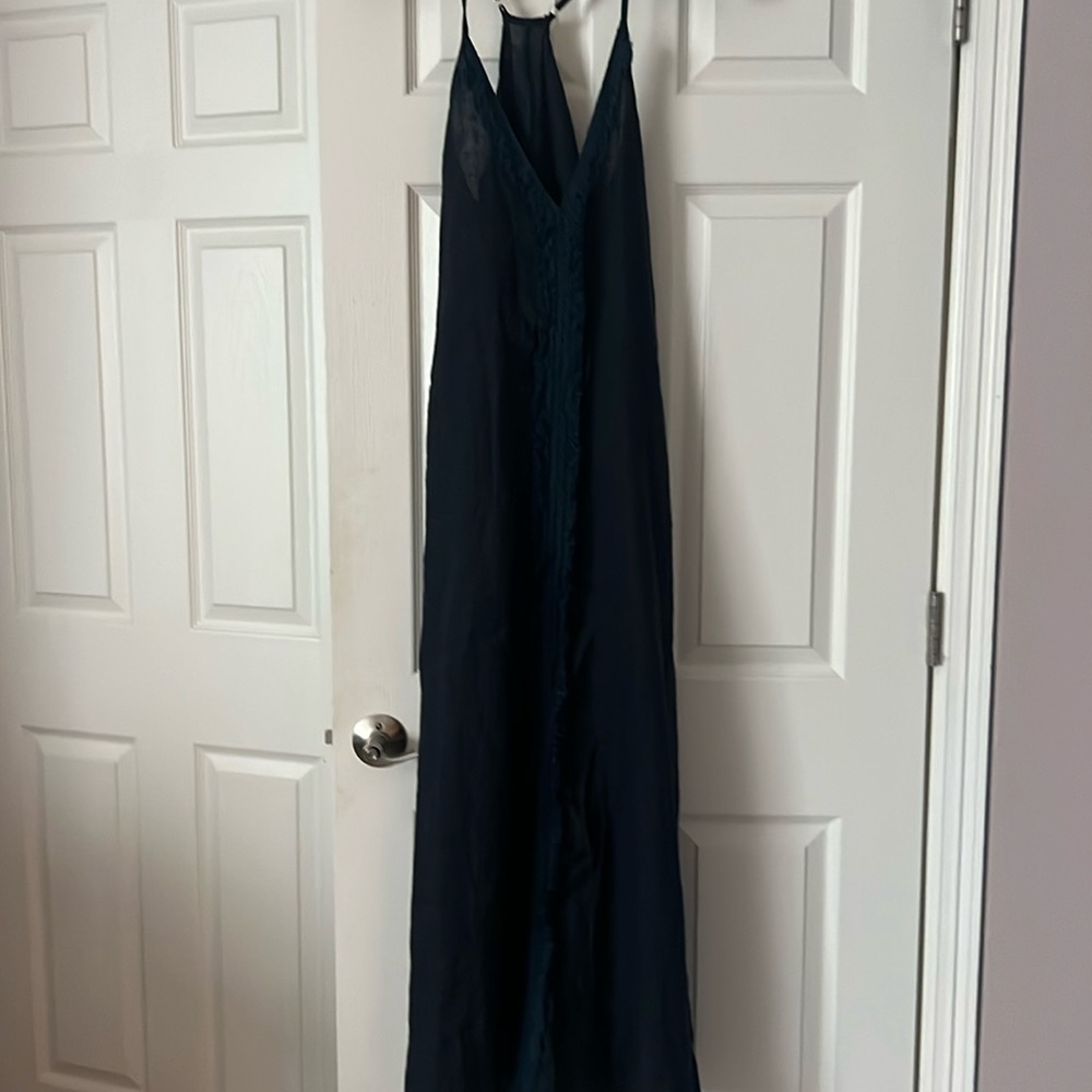 Navy blue linen dress purchased in Mexico.